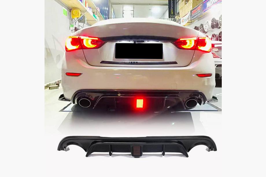 Infiniti Q50/Q60 2013-2024 Difusor Trasero de Parachoques V4 (para Q50 Base/Sport 2014-2017, Carbono) Foto 1