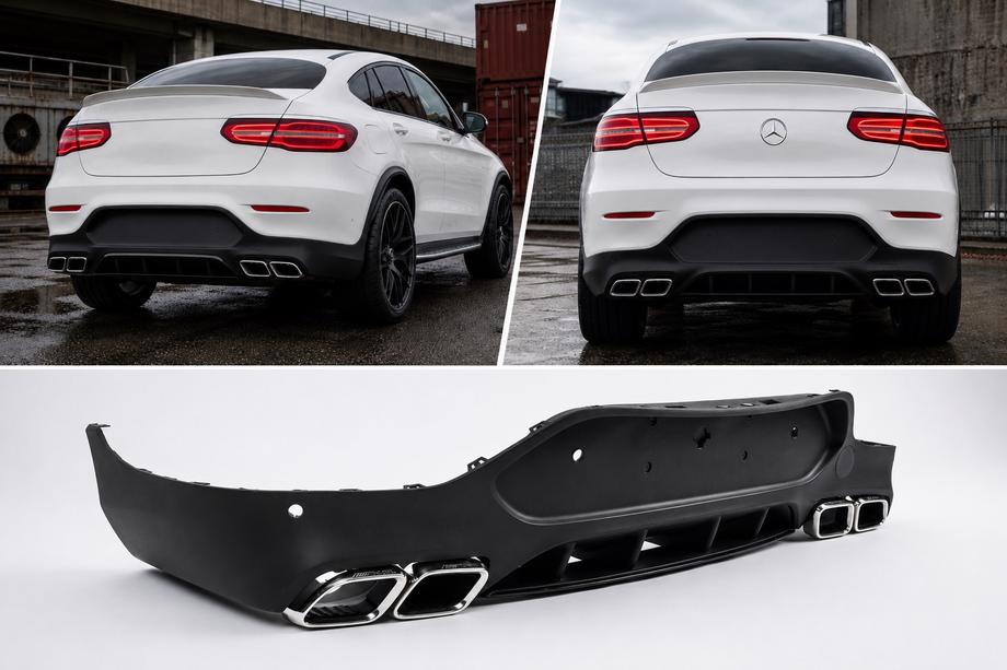 Mercedes GLC coupe C253 2016-2023 Difusor Trasero con Salidas Plateado (Diseño AMG63) Image