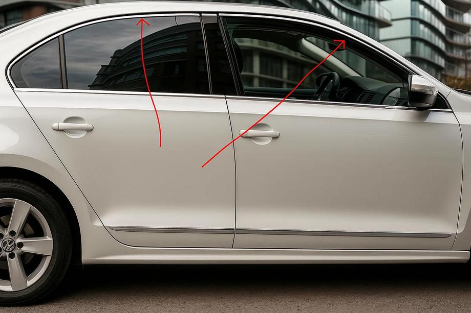 Volkswagen Jetta 2011-2018 Molduras superiores de ventana 6 uds, acero inoxidable Image