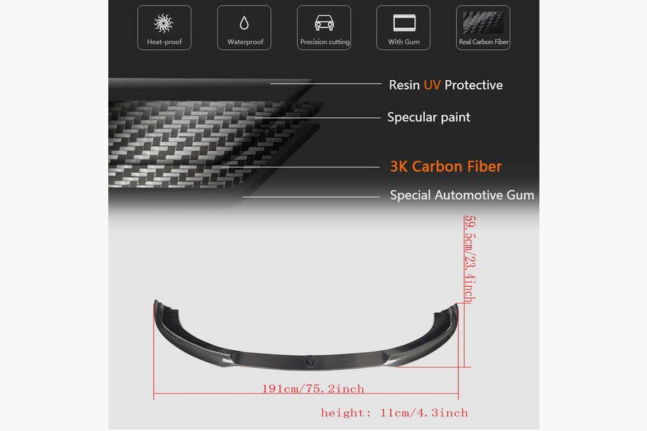 Porsche Panamera 2009-2016 Labio Frontal Parachoques (para Base 2009-2013, Carbono) Foto 5
