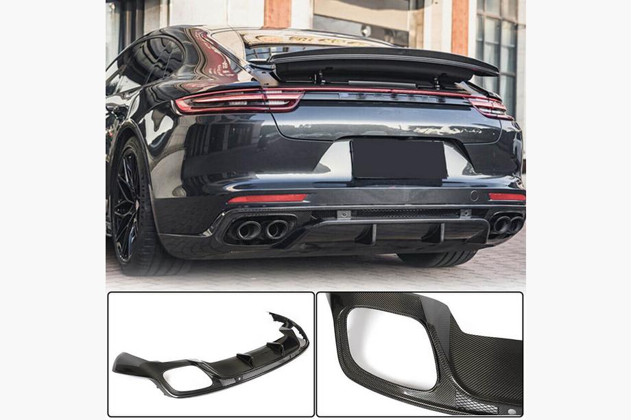 Porsche Panamera 2016-2023 Difusor de parachoques trasero (2016-2020, Carbono) Foto 1