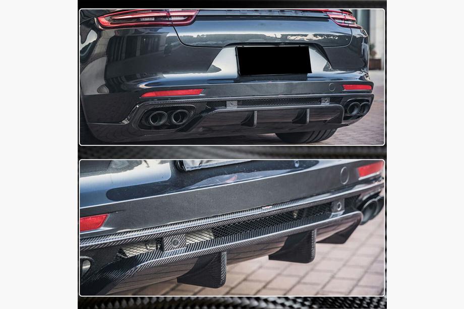 Porsche Panamera 2016-2023 Difusor de parachoques trasero (2016-2020, Carbono) Foto 4
