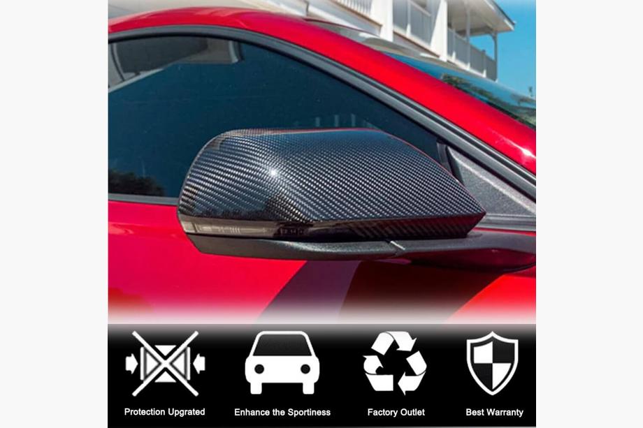 Ford Mustang 2015-2023 Cubiertas de Espejos V2 (para USA, Carbono) Foto 2