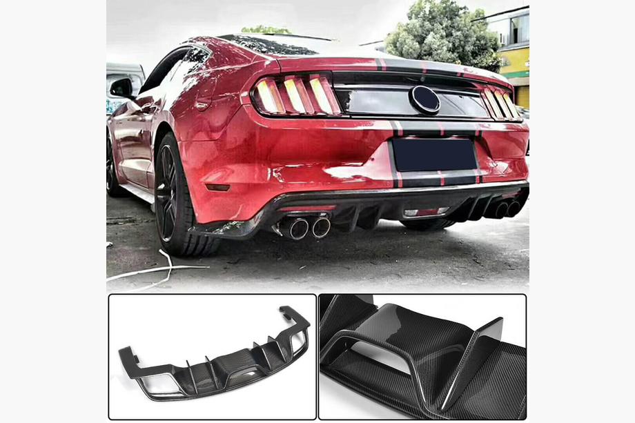 Ford Mustang 2015-2023 Difusor Trasero de Parachoques V1 (2015-2017, Carbono) Image