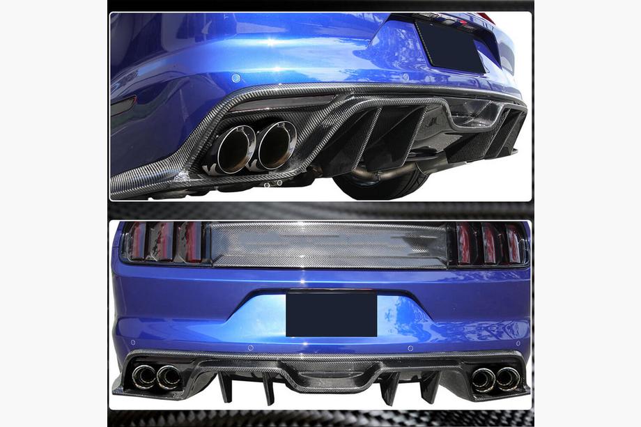 Ford Mustang 2015-2023 Difusor Trasero de Parachoques V1 (2015-2017, Carbono) Foto 3