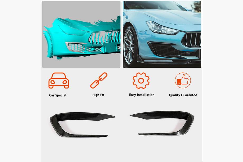 Maserati Ghibli 2013-2023 Cubiertas de Parachoques Delantero de Carbono (para Base 2018-2020) Foto 2