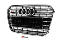 Audi A6 C7 2011-2017 Parrilla delantera negra con marco cromado S-style (2011-2014) foto 2
