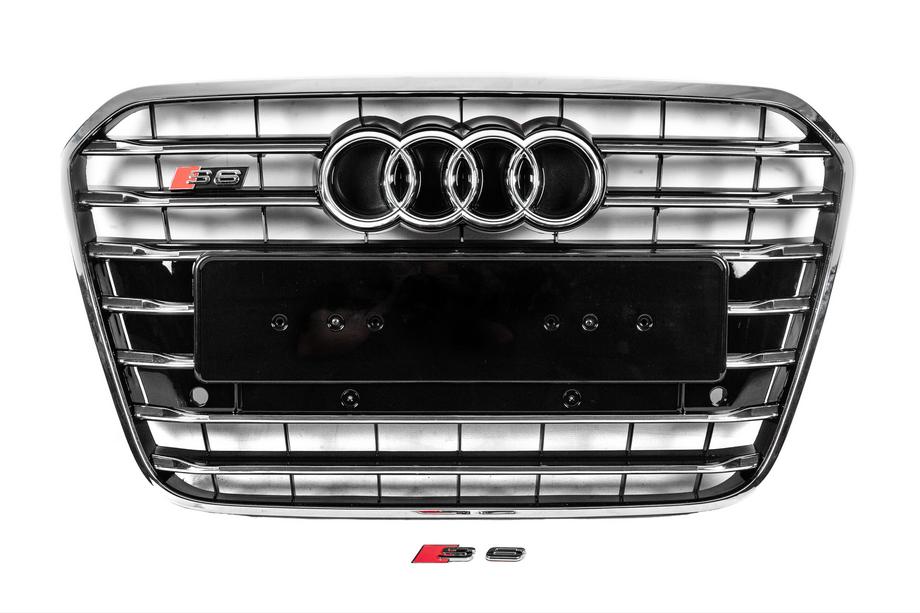 Audi A6 C7 2011-2017 Parrilla delantera negra con marco cromado S-style (2011-2014) Image