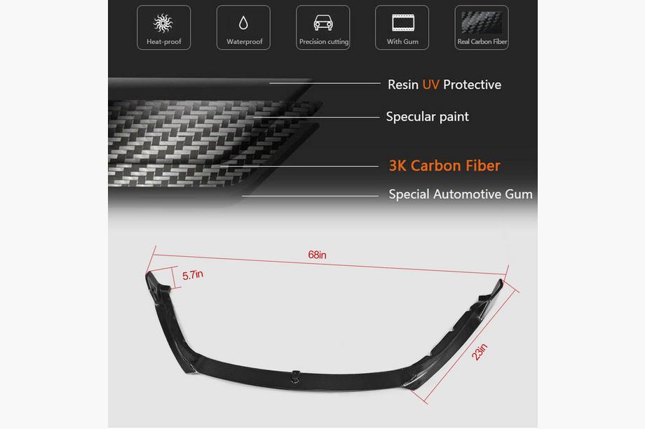 Jaguar F-Type 2013-2024 Labio Frontal Parachoques (2013-2016, Carbono) Foto 5