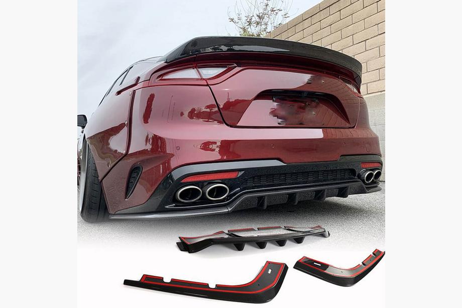 Kia Stinger 2017-2023 Difusor Parachoques Trasero (Carbono) Image