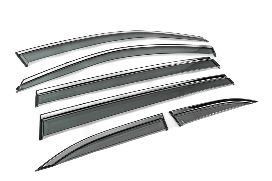 Toyota Highlander 2013-2019 Deflectores de ventana con moldura cromada Niken Luxury (6 uds) Foto 4