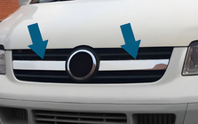 Volkswagen T5 Transporter 2003-2010 Cubiertas centrales de parrilla (2 uds, acero inoxidable) Carmos - Acero Inoxidable Turco foto 6