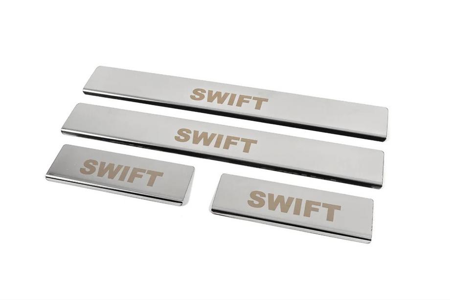 Suzuki Swift 2010-2017 Cubiertas de umbral de puerta (4 uds, acero inoxidable) Image