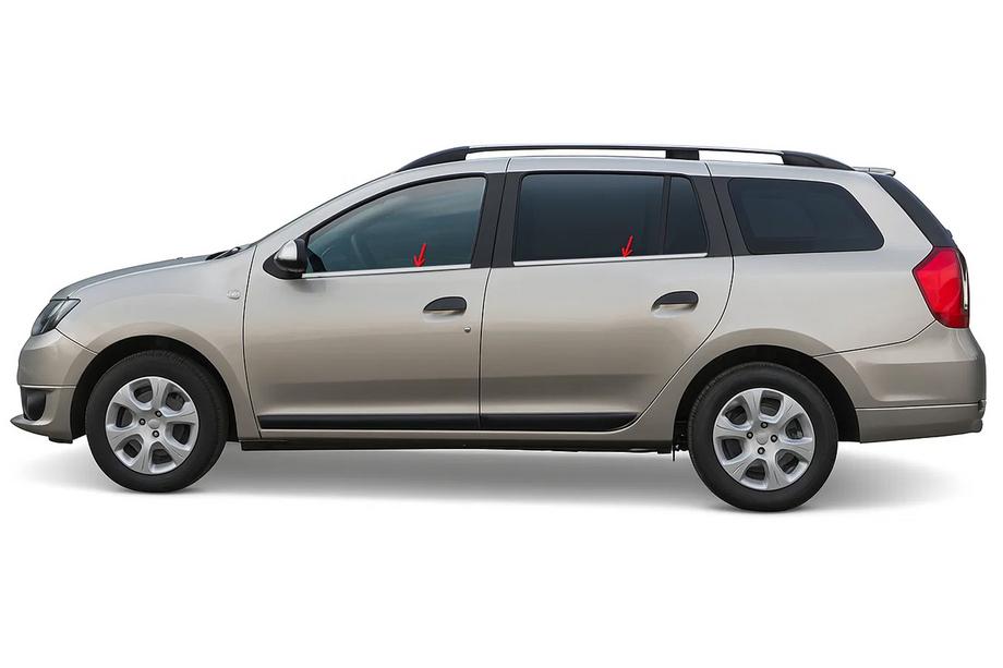 Renault Logan MCV 2013-2022 Molduras de ventanas acero inoxidable (4 uds) Carmos - Acero Inoxidable Turco Image