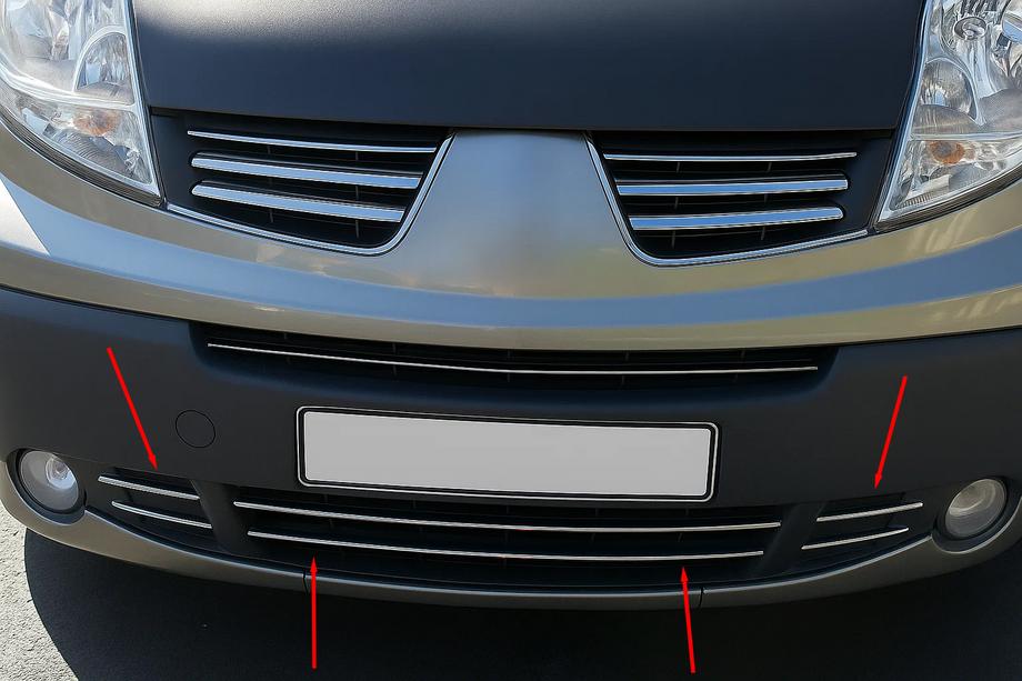 Nissan Primastar 2002-2014 Cubiertas para rejilla inferior (6 uds, acero inoxidable) Image