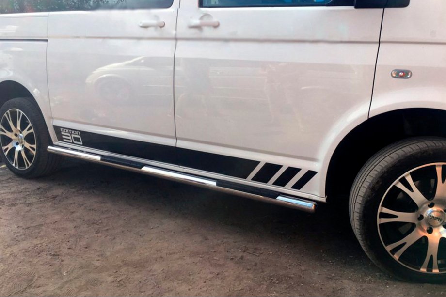 Volkswagen T5 Transporter 2003-2010 Barras Laterales (2 uds., Acero Inoxidable) 70mm, Batalla Larga Foto 7