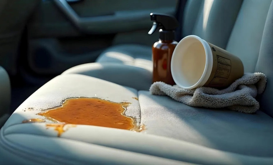 ¿Qué hacer si se derrama café en el asiento del coche?
