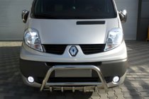 Renault Trafic 2001–2015 Defensa Delantera WT003-4 (Acero Inoxidable) Con inscripción Renault foto 1