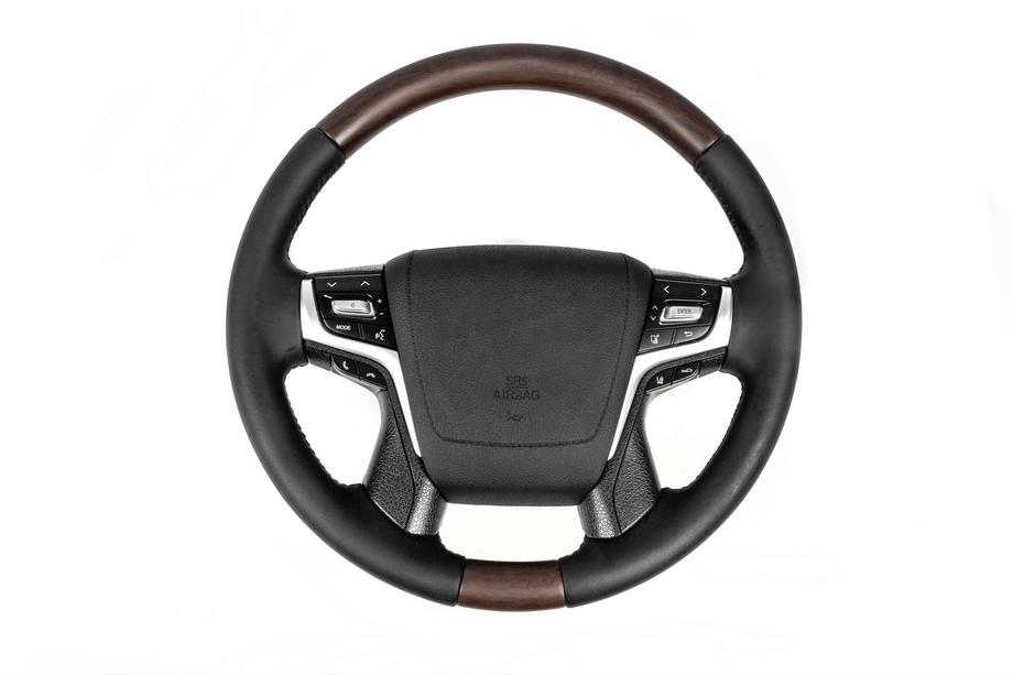 Toyota Land Cruiser Prado 150 2009-2023 Volante calefactable (madera oscura) Image