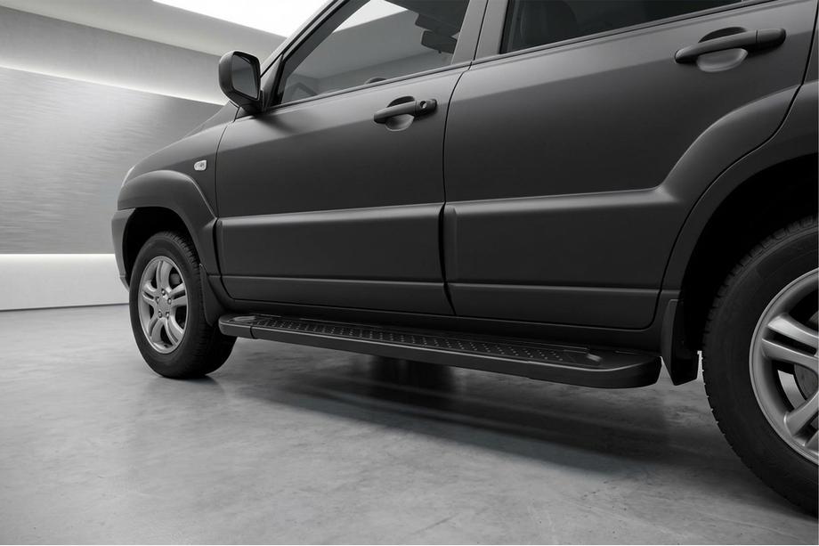 Kia Sportage 2004-2010 Estribos Laterales Allmond Black (2 uds., Aluminio) Foto 1
