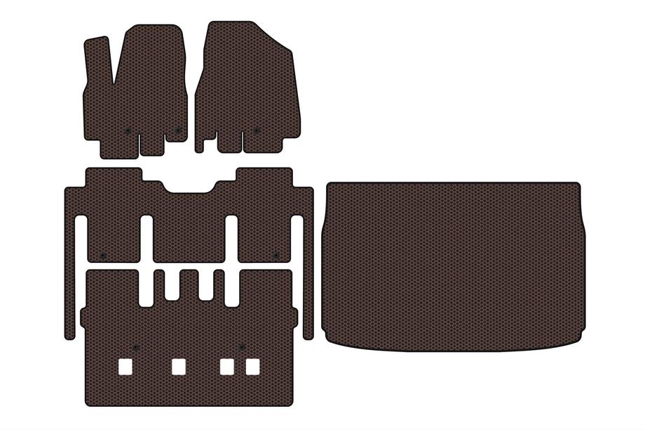 Kia Sedona 2014-2020 Alfombrillas de goma Carsuit (interior completo, 8 plazas, marrón) Foto 1