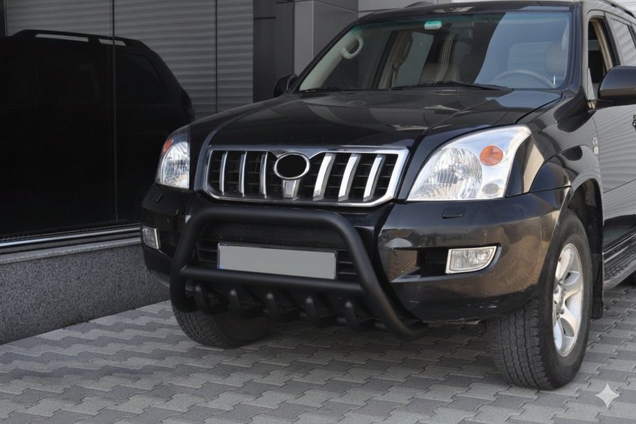 Toyota Land Cruiser Prado 120 2002-2009 Defensa delantera baja WT003 Negra (Acero inoxidable) Foto 1