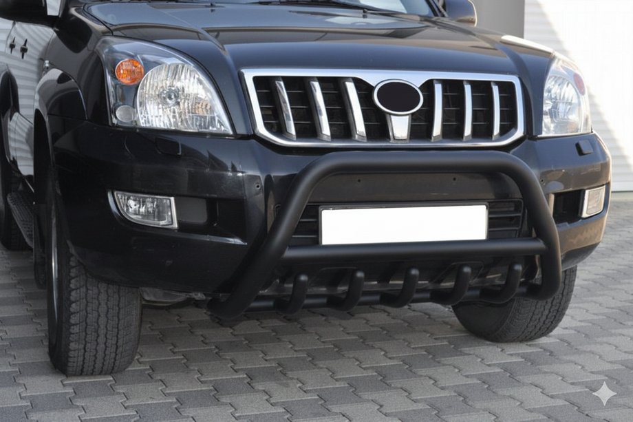 Toyota Land Cruiser Prado 120 2002-2009 Defensa delantera baja WT003 Negra (Acero inoxidable) Foto 3