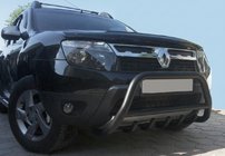 Renault Duster 2008–2017 Defensa delantera sin logotipo WT003 Negra (acero inoxidable) foto 3