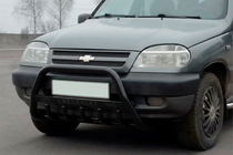 Chevrolet Niva 1998-2020 Defensa Delantera WT004 Negra (Acero Inoxidable) foto 1