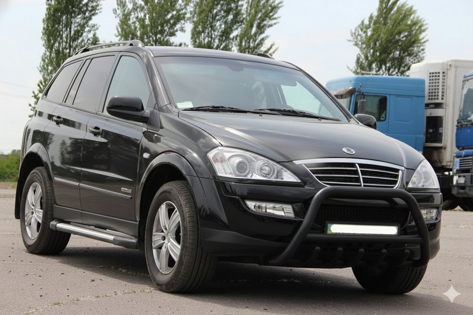 SsangYong Action 2005-2018 Defensa Delantera WT003 Negra Acero Inoxidable Image