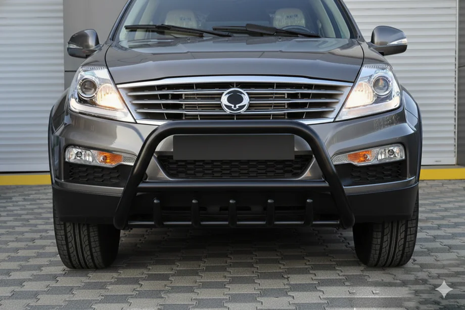 SsangYong Rexton I 2001-2017 Defensa Delantera WT003 Negra Acero Inoxidable Image