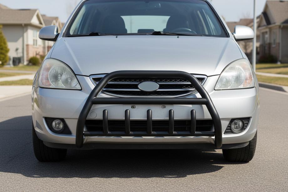 Kia Carens 1999-2012 Defensa Delantera WT003 Negra Acero Inoxidable Image
