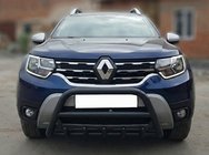 Renault Duster 2018-2024 Defensa delantera sin logotipo WT003 Negra (acero inoxidable) foto 3