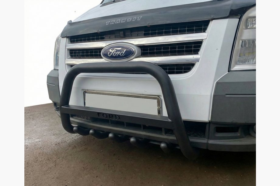 Ford Transit 2000–2014 Defensa Delantera WT004 Negra (Acero Inoxidable) Image