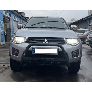 Defensa Delantera WT004 Negra (Acero Inoxidable) Mitsubishi L200 2006-2015 foto 1