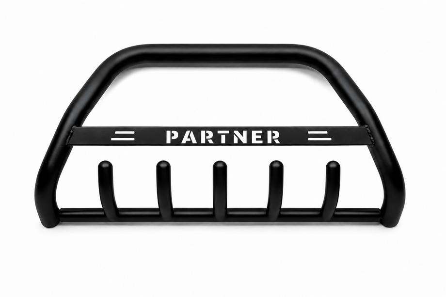 Peugeot Partner 1996-2008 Defensa Delantera WT004 Negra (Acero Inoxidable) Image