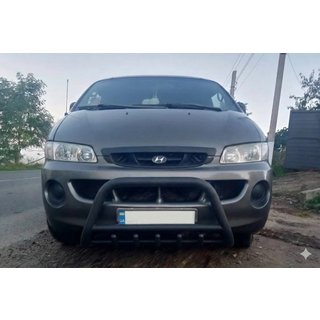 Defensa Delantera WT003 Negra Acero Inoxidable Hyundai H200, H1, Starex 1998-2007 foto 1