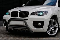 BMW X6 E71 2008–2014 Defensa Delantera WT003 Negra Acero Inoxidable foto 1