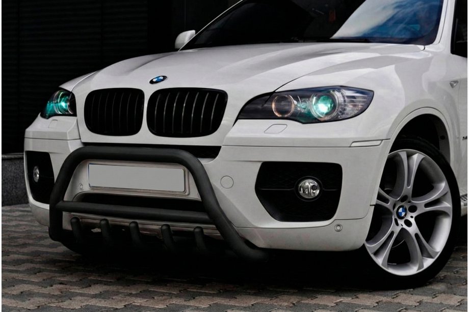 BMW X6 E71 2008–2014 Defensa Delantera WT003 Negra Acero Inoxidable Image