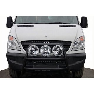 Defensa delantera alta WT018 Negra (acero inoxidable) Mercedes Sprinter W906 2006–2018 foto 1