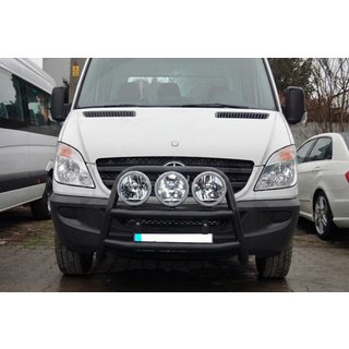 Defensa delantera alta WT018 Negra (acero inoxidable) Mercedes Sprinter W906 2006–2018 foto 2