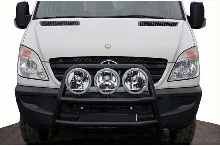 Mercedes Sprinter W906 2006–2018 Defensa delantera alta WT018 Negra (acero inoxidable) Foto 1