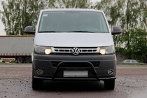 Volkswagen T5 2010-2015 Defensa Delantera WT007ST Negra (Acero Inoxidable) foto 3