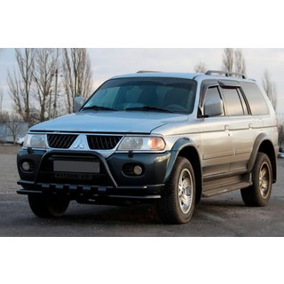 Defensa Delantera ST015WT Negra (Acero Inoxidable) Mitsubishi Pajero Sport 1996-2007 foto 1