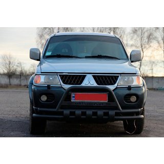 Defensa Delantera ST015WT Negra (Acero Inoxidable) Mitsubishi Pajero Sport 1996-2007 foto 2