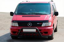 Mercedes Vito W638 1996-2003 Defensa delantera con tubos laterales WT002 Plus Negro (acero inoxidable) foto 1