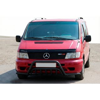 Defensa delantera con tubos laterales WT002 Plus Negro (acero inoxidable) Mercedes Vito W638 1996-2003 foto 1
