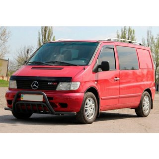 Defensa delantera con tubos laterales WT002 Plus Negro (acero inoxidable) Mercedes Vito W638 1996-2003 foto 3
