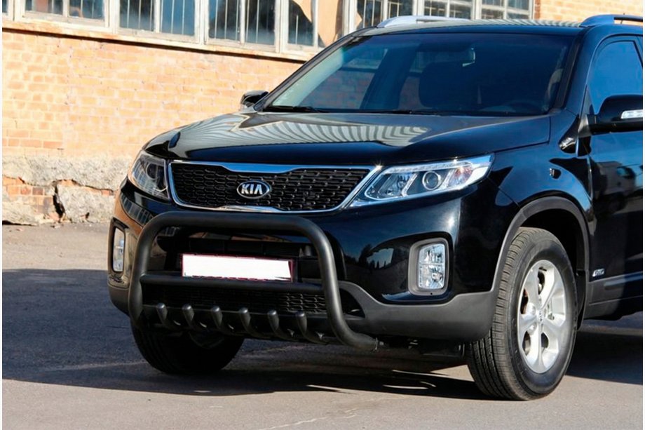 Kia Sorento II XM 2009-2014 Defensa Delantera WT021 Negra (Acero Inoxidable) Image