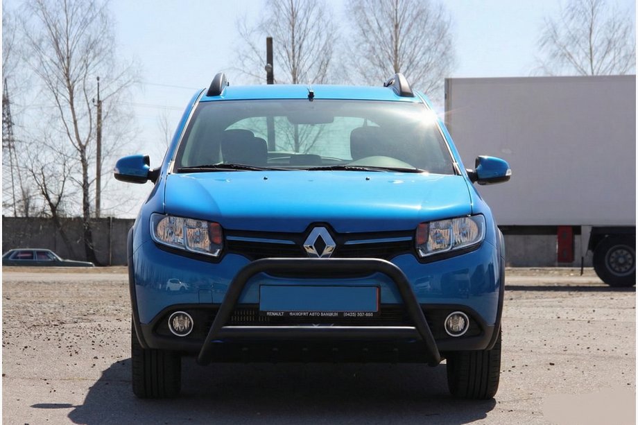 Dacia Sandero 2013-2020 Defensa Delantera WT006 Negra (Acero Inoxidable) Image